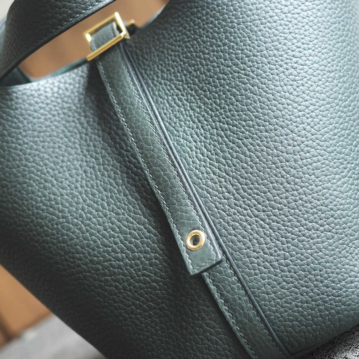 Hermes Picotin 18cm 6O/松柏绿/Vert cypres Clemence leather Gold hardware