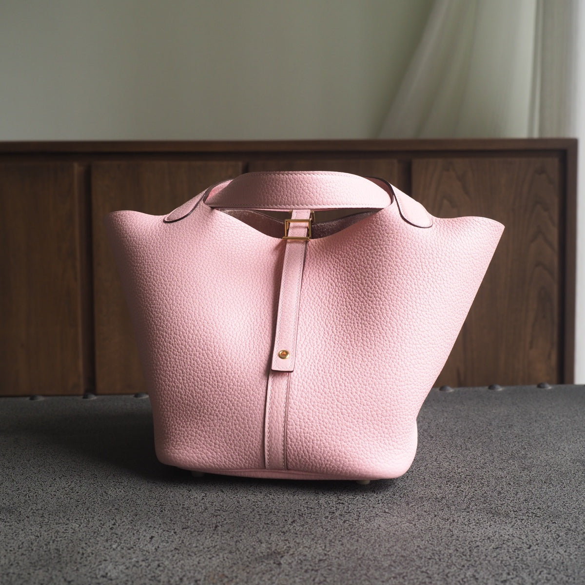 Hermes Picotin 22cm 3Q/樱花粉/Rose Sakura Clemence leather Gold hardware