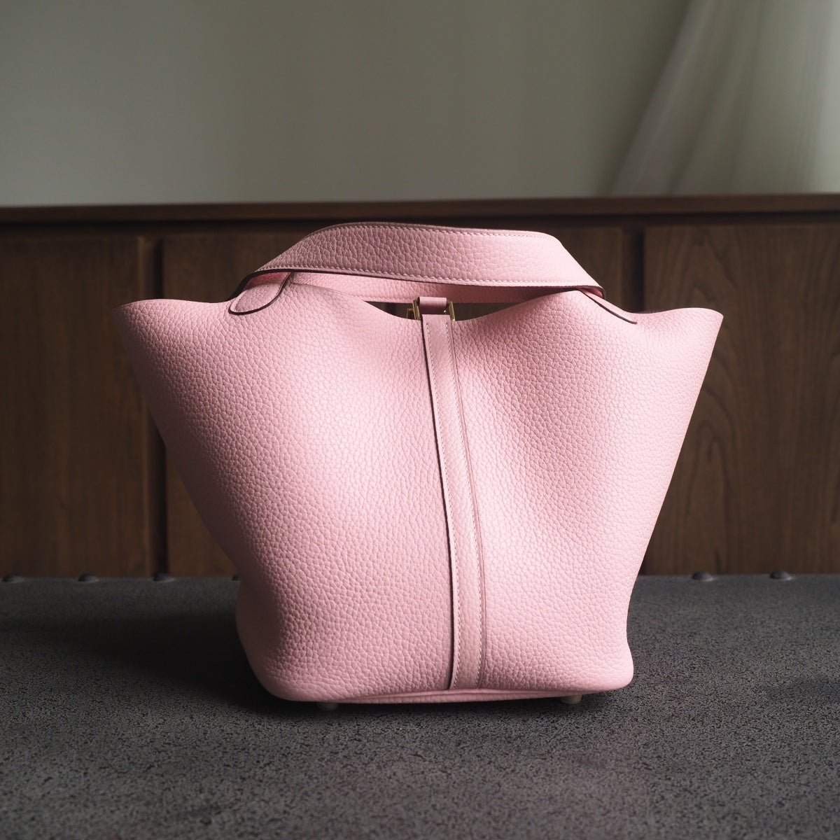 Hermes Picotin 22cm 3Q/樱花粉/Rose Sakura Clemence leather Gold hardware