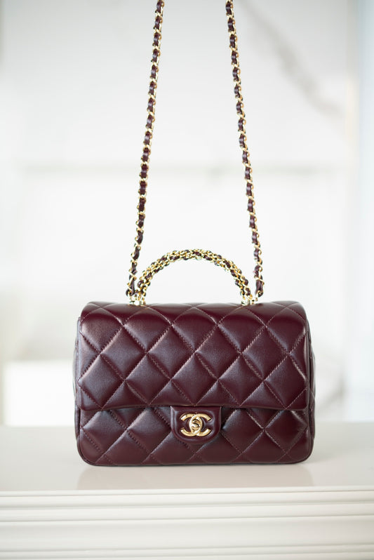 CHANEL 𝟐𝟒𝐛 Flap  新型粗链手柄  酒红 大号