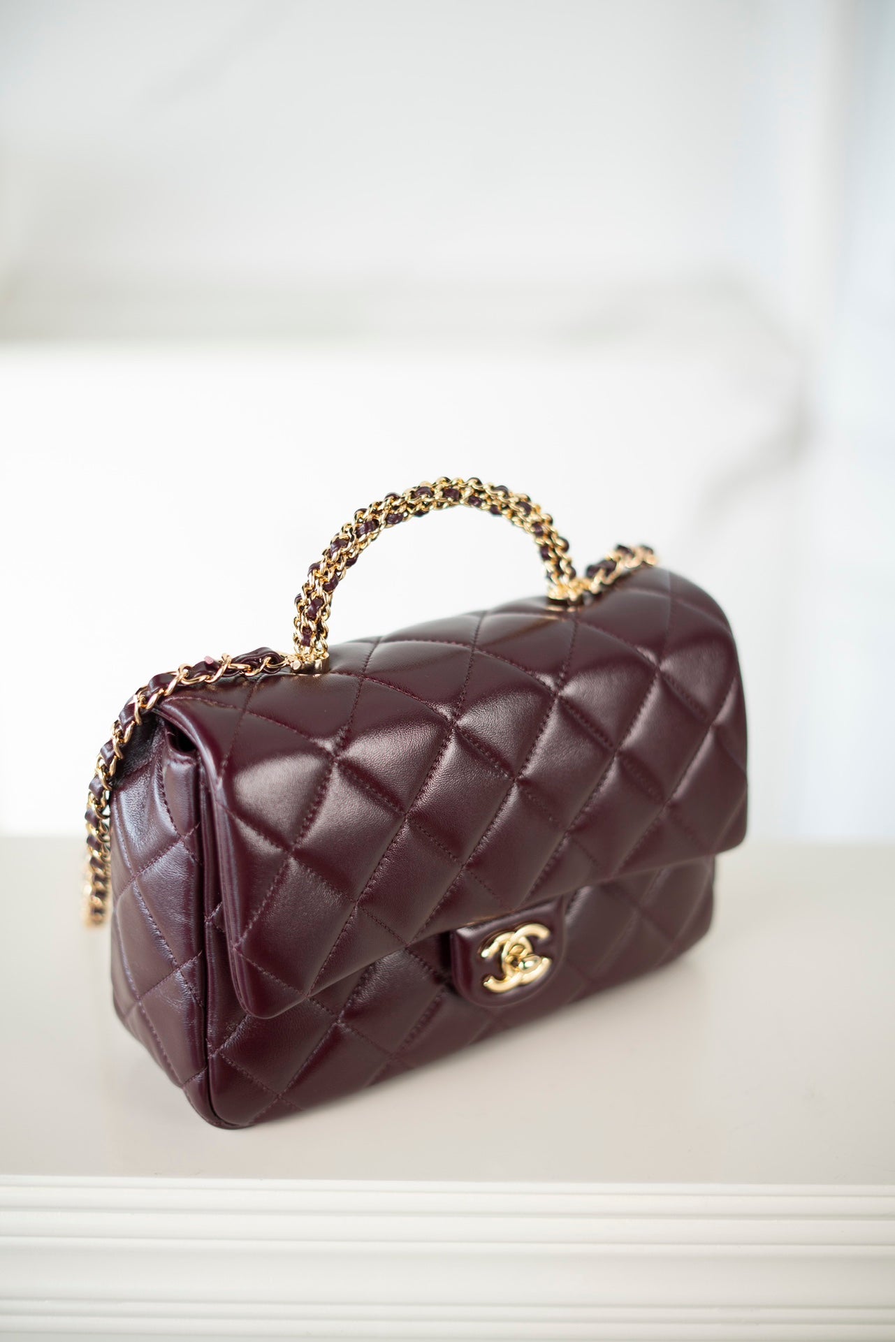CHANEL 𝟐𝟒𝐛 Flap  新型粗链手柄  酒红 大号