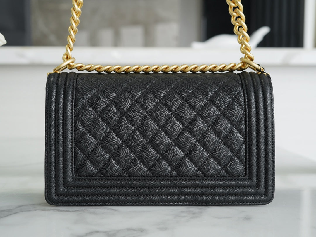 CHANEL 𝗟𝗲𝗯𝗼𝘆 正品皮小球纹 黑金中号
