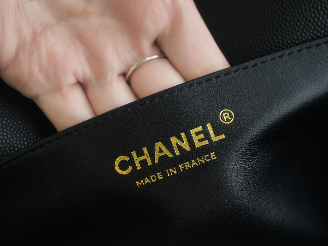 CHANEL 𝗟𝗲𝗯𝗼𝘆 正品皮小球纹 黑金中号