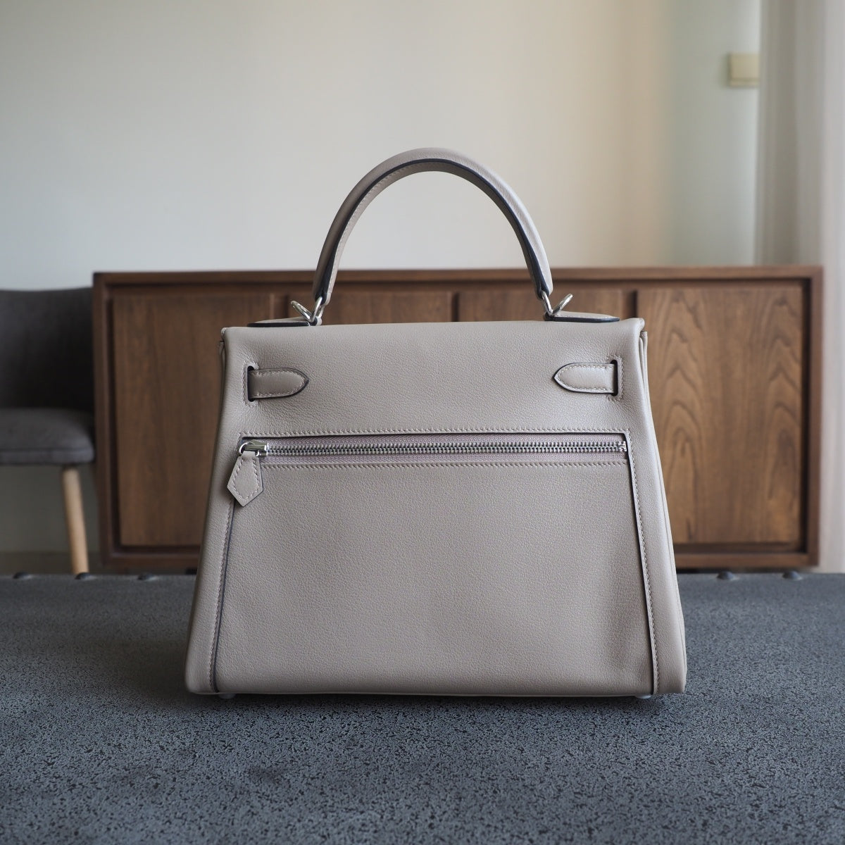 Hermes Kelly Lakis 28cm 81/斑鸠灰/Gris Tourterelle Swift leather Palladium hardware