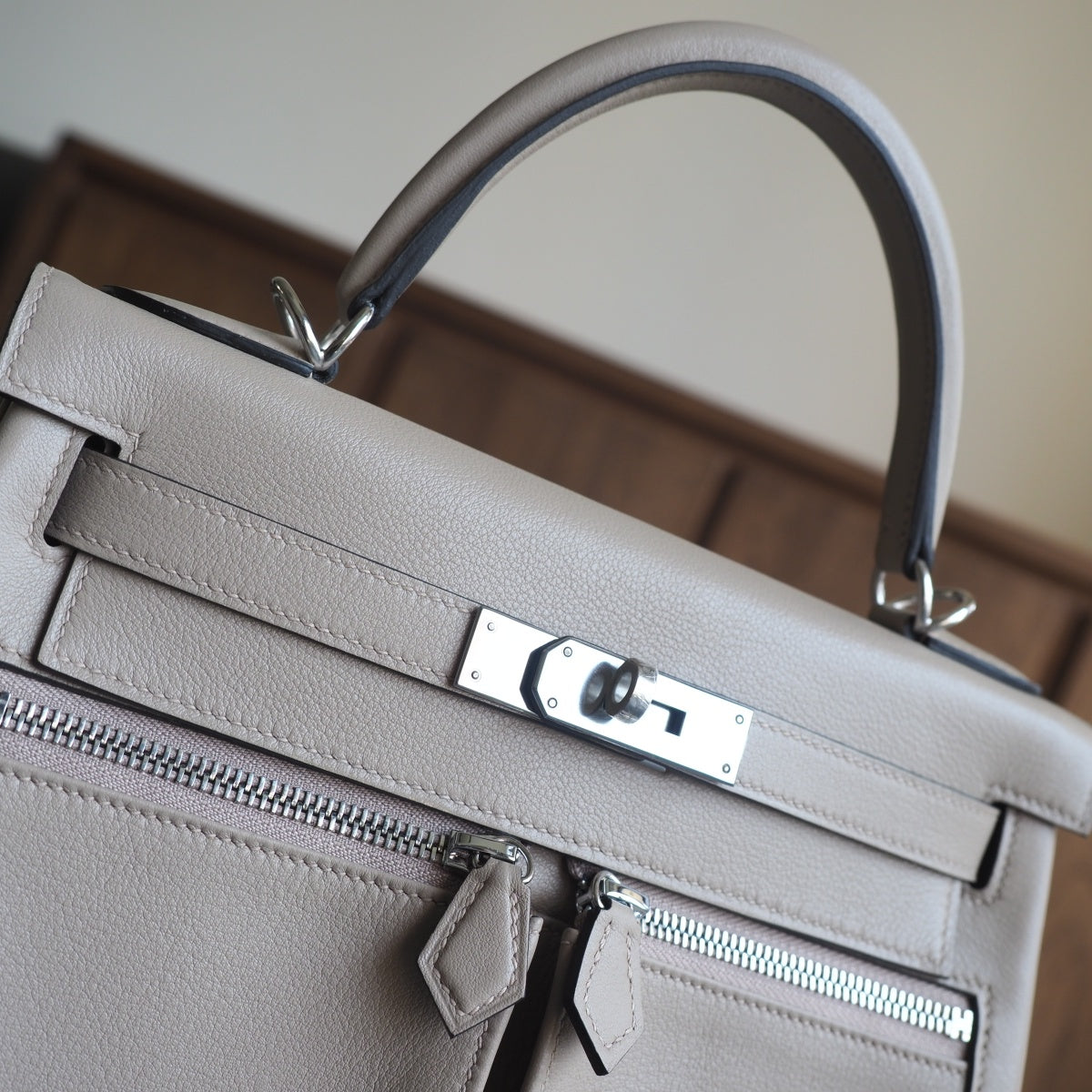 Hermes Kelly Lakis 28cm 81/斑鸠灰/Gris Tourterelle Swift leather Palladium hardware