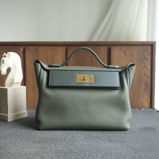 Hermes Kelly 2424 V6/丛林绿/Canopee Togo leather Gold hardware