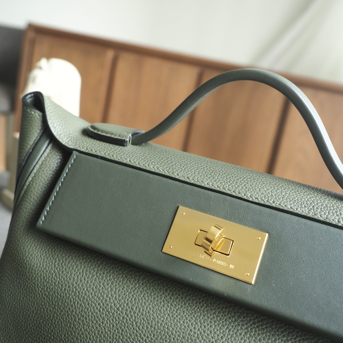 Hermes Kelly 2424 V6/丛林绿/Canopee Togo leather Gold hardware
