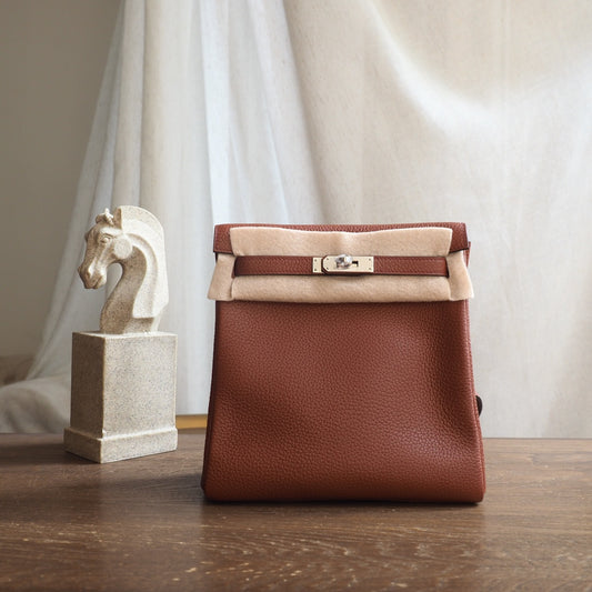 Hermes Kell ado 22cm 6C/古铜色/Cuivre Clemence leather Palladium hardware