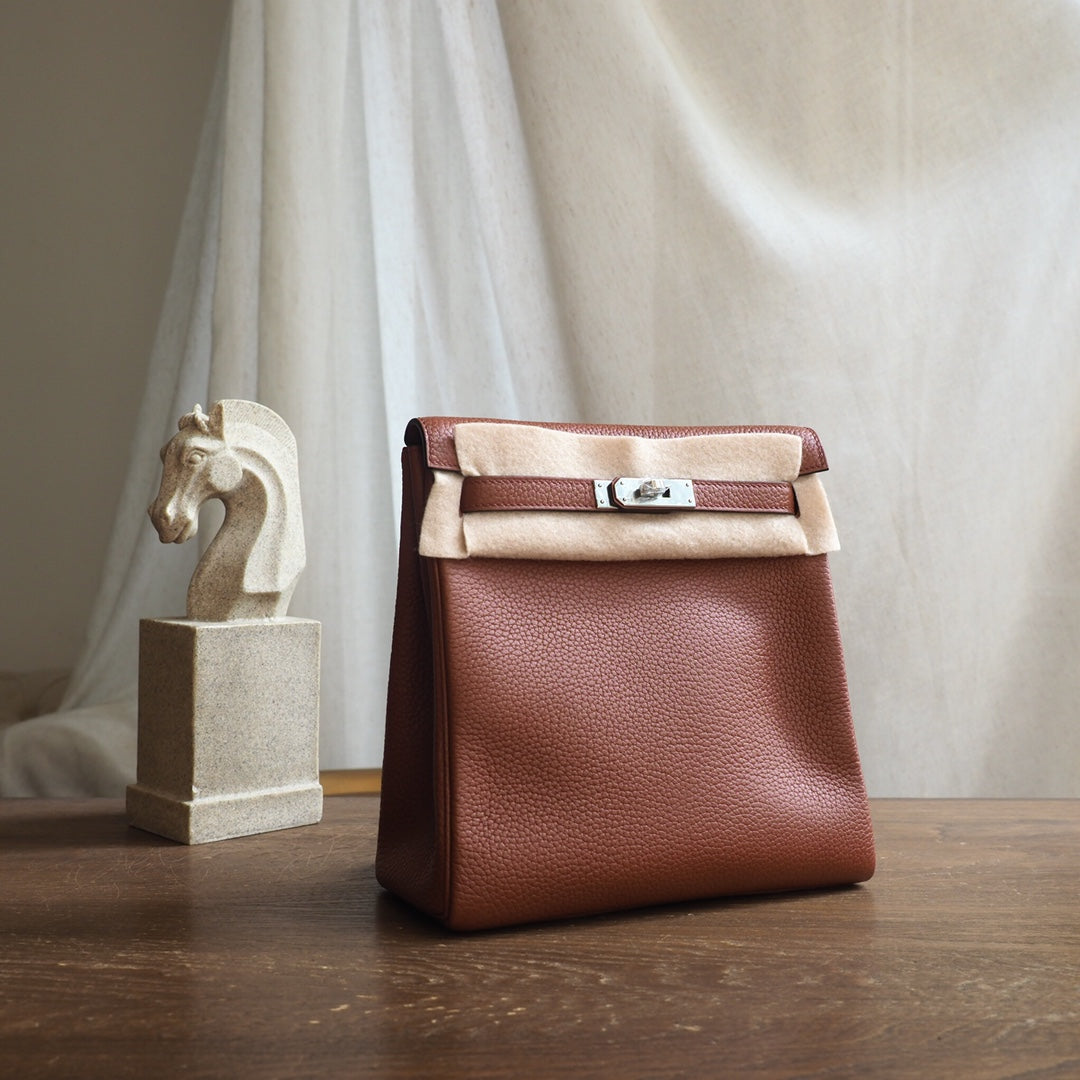 Hermes Kell ado 22cm 6C/古铜色/Cuivre Clemence leather Palladium hardware