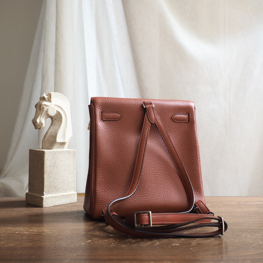 Hermes Kell ado 22cm 6C/古铜色/Cuivre Clemence leather Palladium hardware
