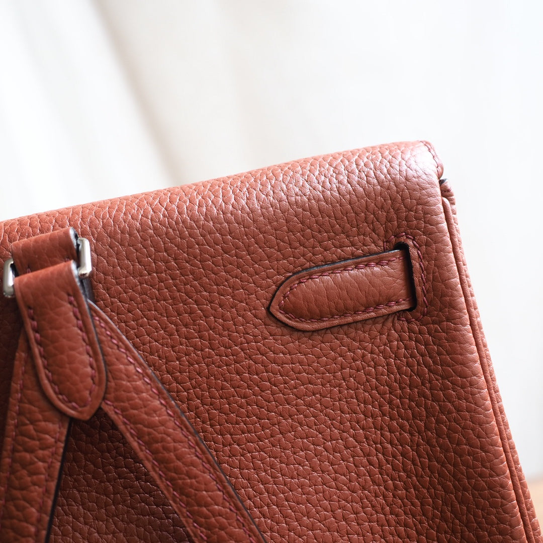 Hermes Kell ado 22cm 6C/古铜色/Cuivre Clemence leather Palladium hardware