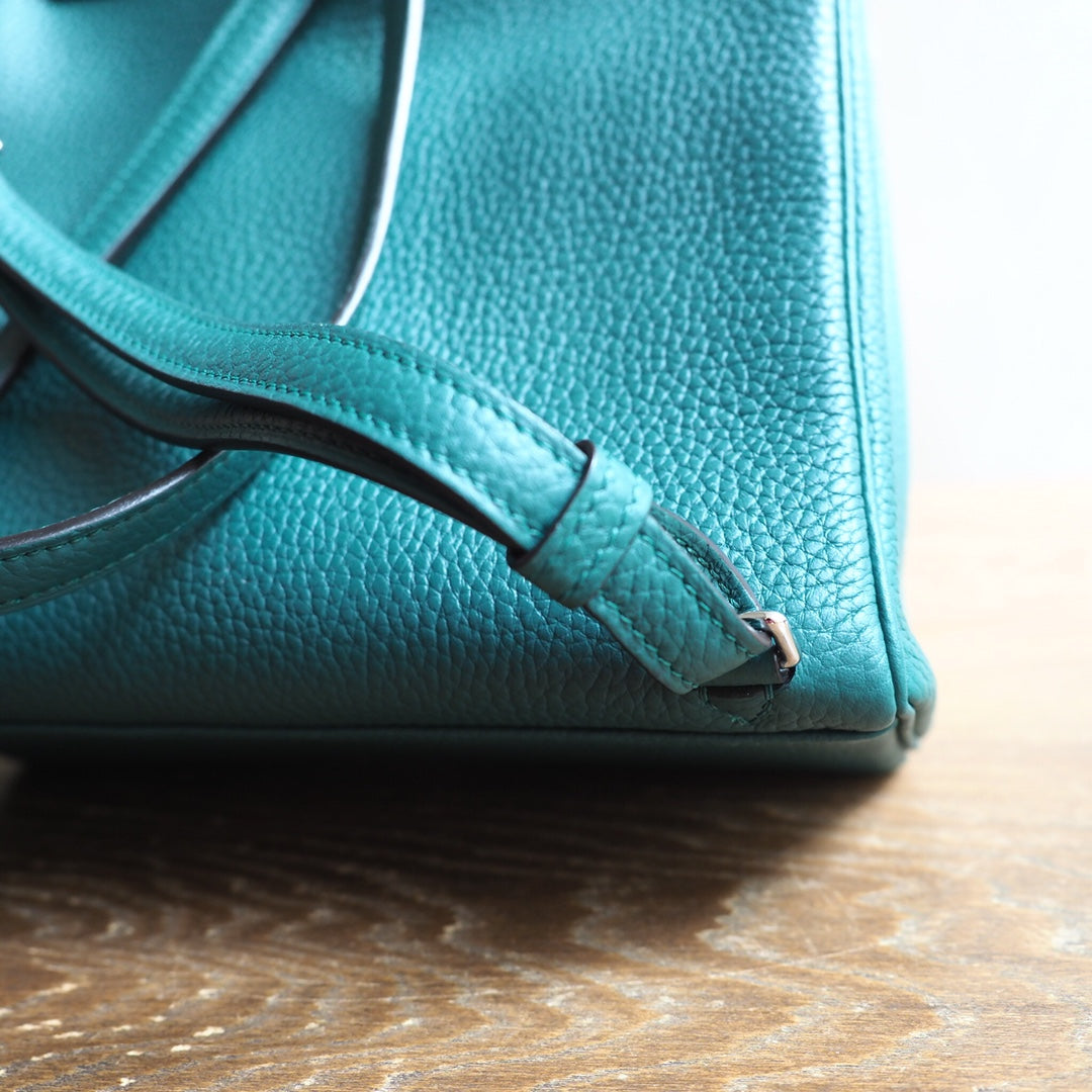 Hermes Kell ado 22cm Z6/孔雀绿/Malachite Clemence leather Palladium hardware