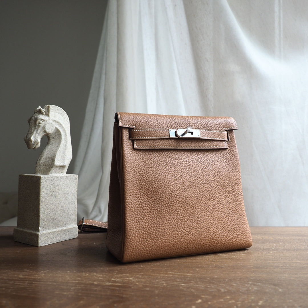 Hermes Kell ado 22cm 37/金棕色/Gold Clemence leather Palladium hardware