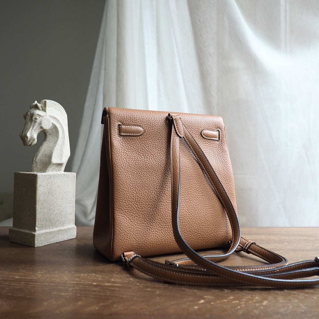 Hermes Kell ado 22cm 37/金棕色/Gold Clemence leather Palladium hardware