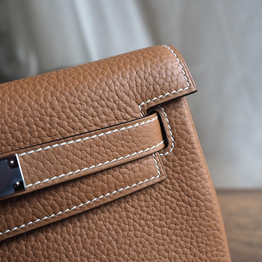 Hermes Kell ado 22cm 37/金棕色/Gold Clemence leather Palladium hardware
