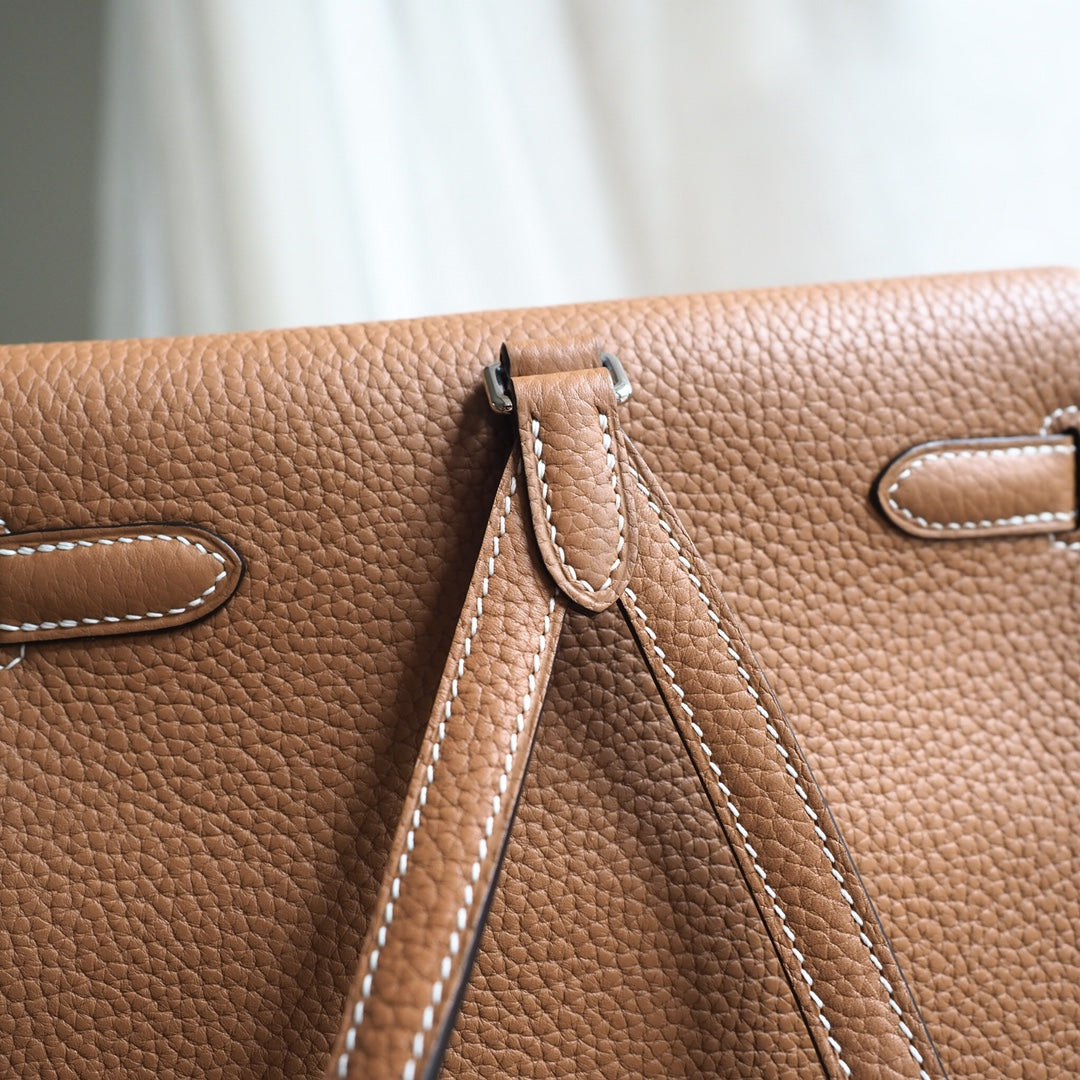 Hermes Kell ado 22cm 37/金棕色/Gold Clemence leather Palladium hardware