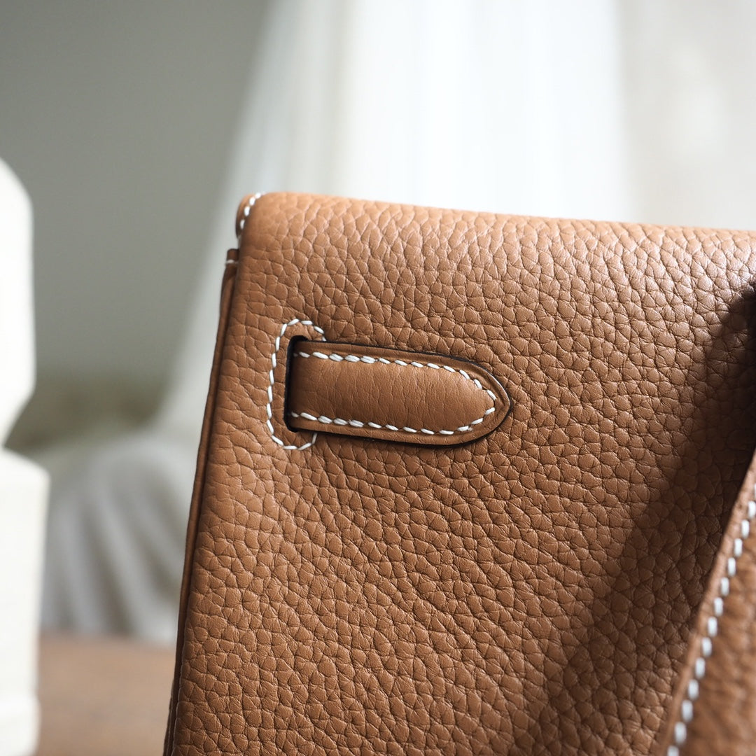 Hermes Kell ado 22cm 37/金棕色/Gold Clemence leather Palladium hardware