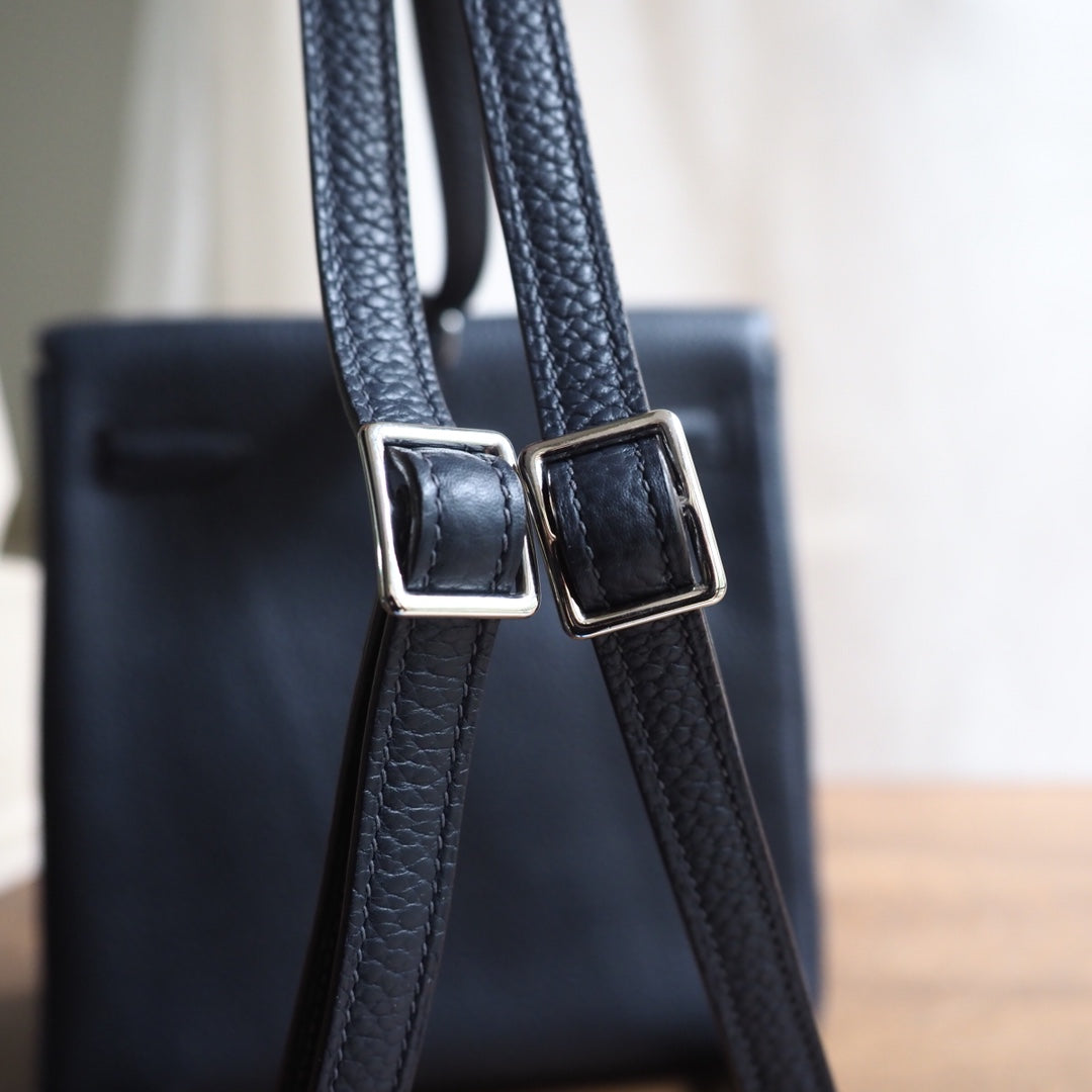 Hermes Kell ado 22cm 89/黑色/Noir Clemence leather Palladium hardware