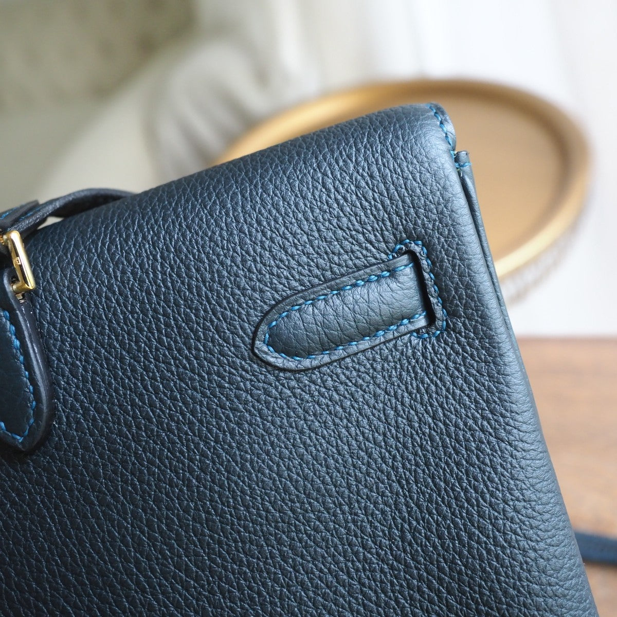 Hermes Kell ado 22cm 6O/松柏绿/Vert cypres Clemence leather Gold hardware
