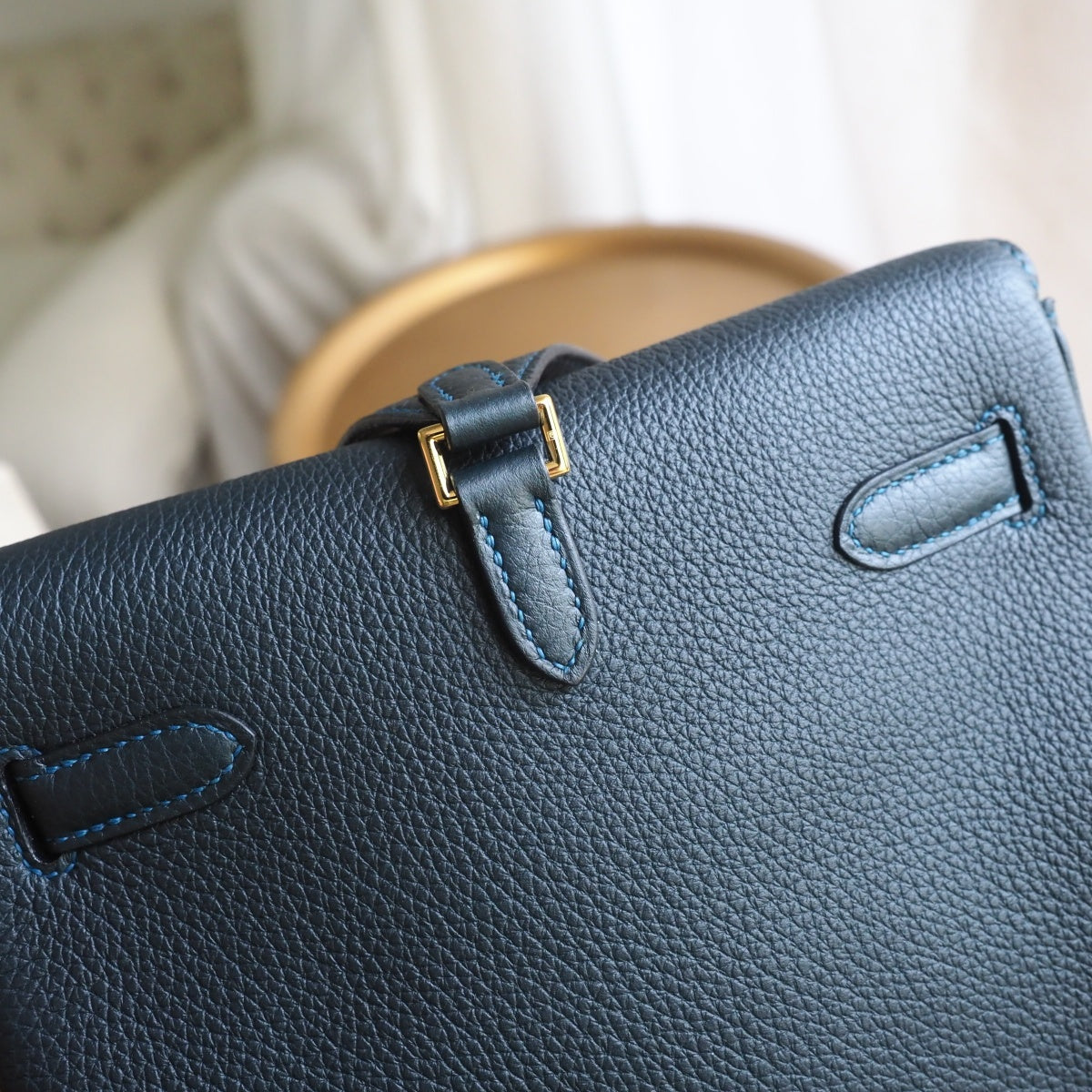 Hermes Kell ado 22cm 6O/松柏绿/Vert cypres Clemence leather Gold hardware