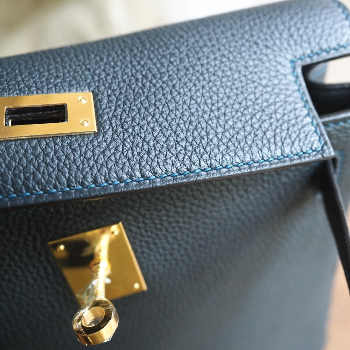 Hermes Kell ado 22cm 6O/松柏绿/Vert cypres Clemence leather Gold hardware