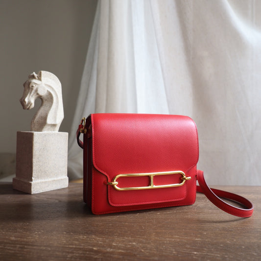 Hermes Roulis 19cm S5/番茄红/Rouge Tomato Evercolor leather Gold hardware