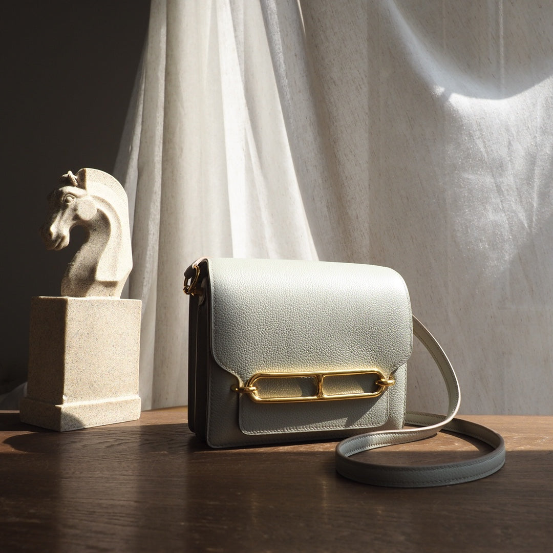Hermes Roulis 19cm 80/珍珠灰/Gris Perle Evercolor leather Gold hardware