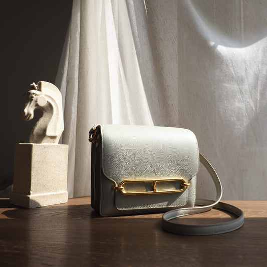 Hermes Roulis 19cm 80/珍珠灰/Gris Perle Evercolor leather Gold hardware