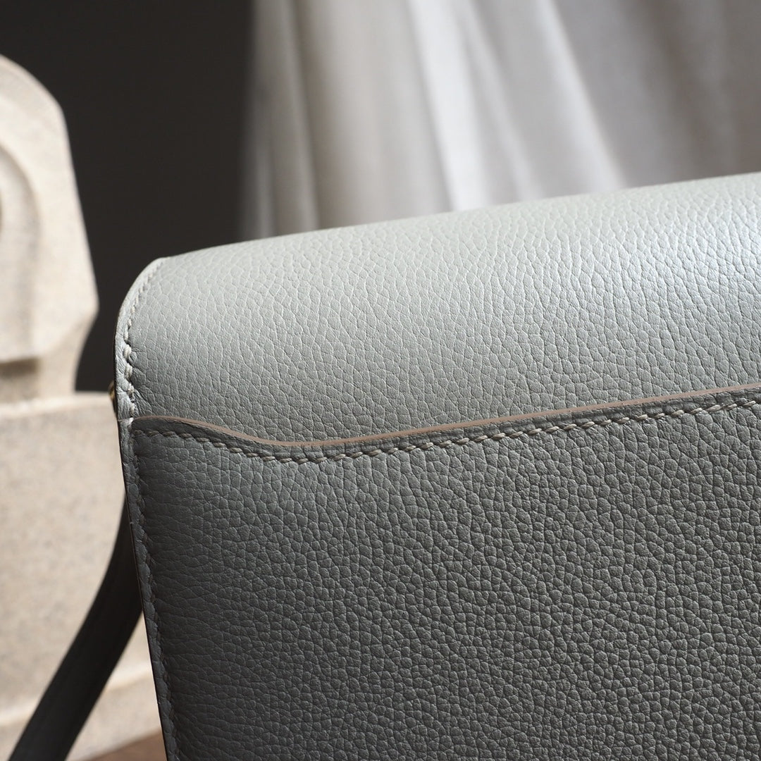 Hermes Roulis 19cm 80/珍珠灰/Gris Perle Evercolor leather Gold hardware