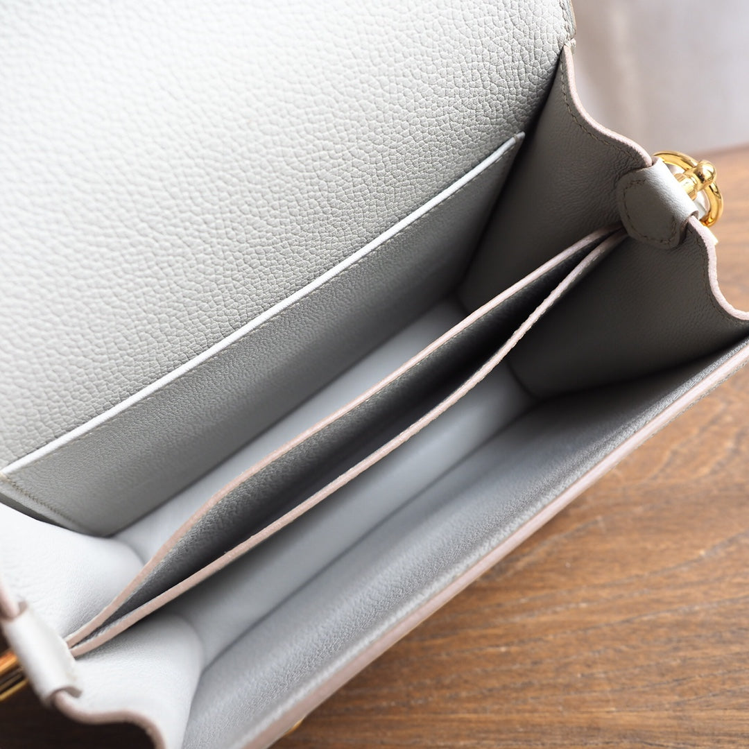 Hermes Roulis 19cm 80/珍珠灰/Gris Perle Evercolor leather Gold hardware