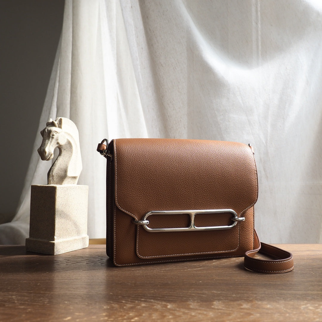 Hermes Roulis 23cm 37/金棕色/Gold Evercolor leather Palladium hardware