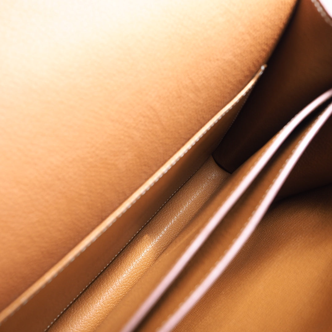 Hermes Roulis 23cm 37/金棕色/Gold Evercolor leather Palladium hardware