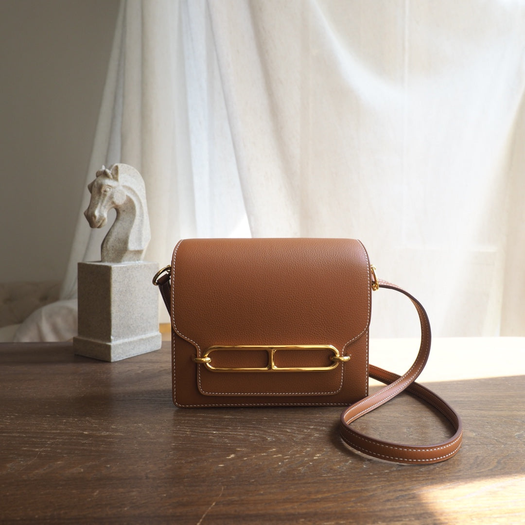 Hermes Roulis 19cm 37/金棕色/Gold Evercolor leather Gold hardware