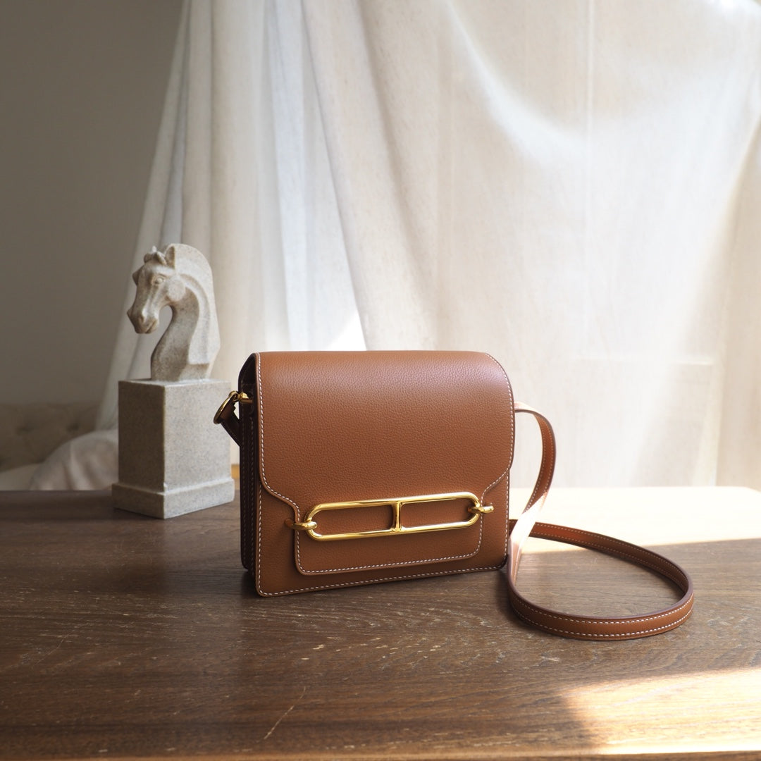 Hermes Roulis 19cm 37/金棕色/Gold Evercolor leather Gold hardware
