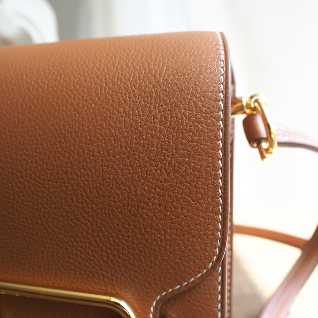 Hermes Roulis 19cm 37/金棕色/Gold Evercolor leather Gold hardware