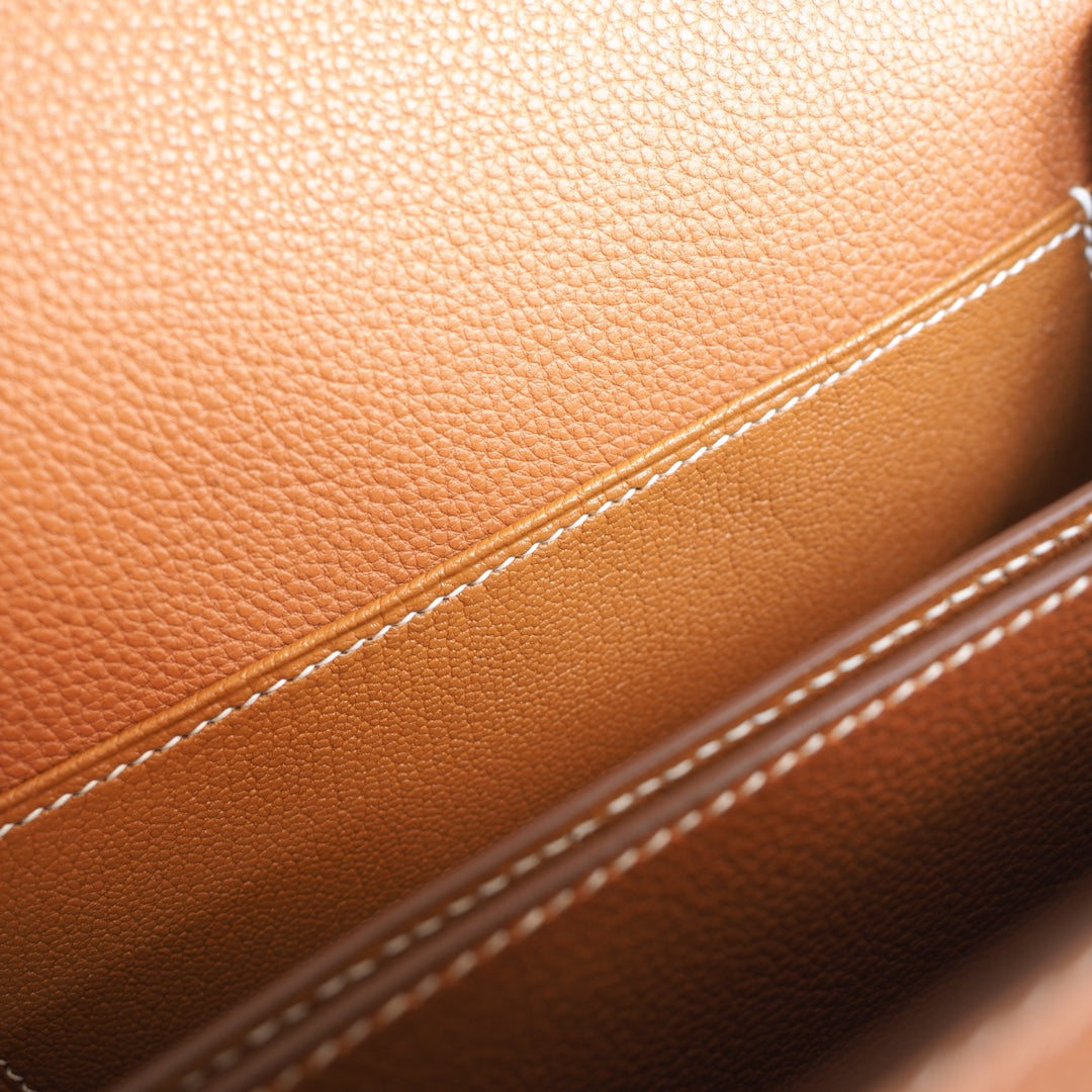 Hermes Roulis 19cm 37/金棕色/Gold Evercolor leather Gold hardware