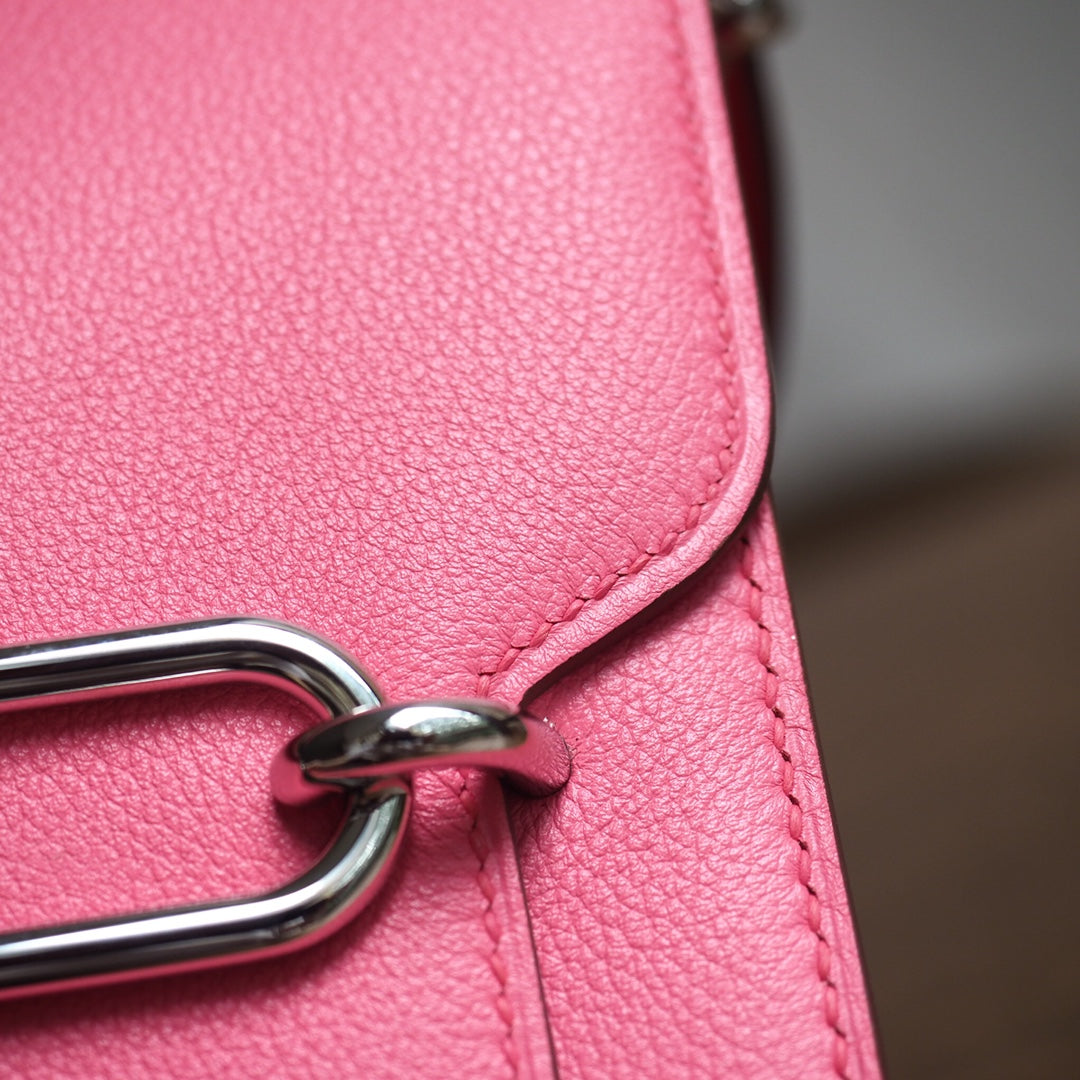 Hermes Roulis 19cm U5/唇膏粉/Rose lipstick Evercolor leather Palladium hardware