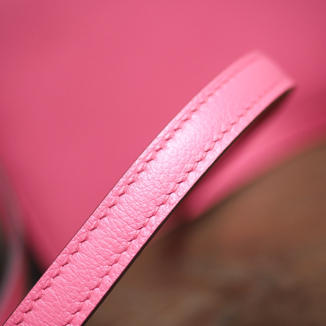 Hermes Roulis 19cm U5/唇膏粉/Rose lipstick Evercolor leather Palladium hardware