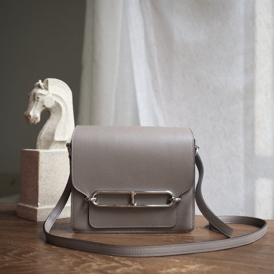 Hermes Roulis 23cm M8/沥青灰/Gris AsPhalte Evercolor leather Palladium hardware