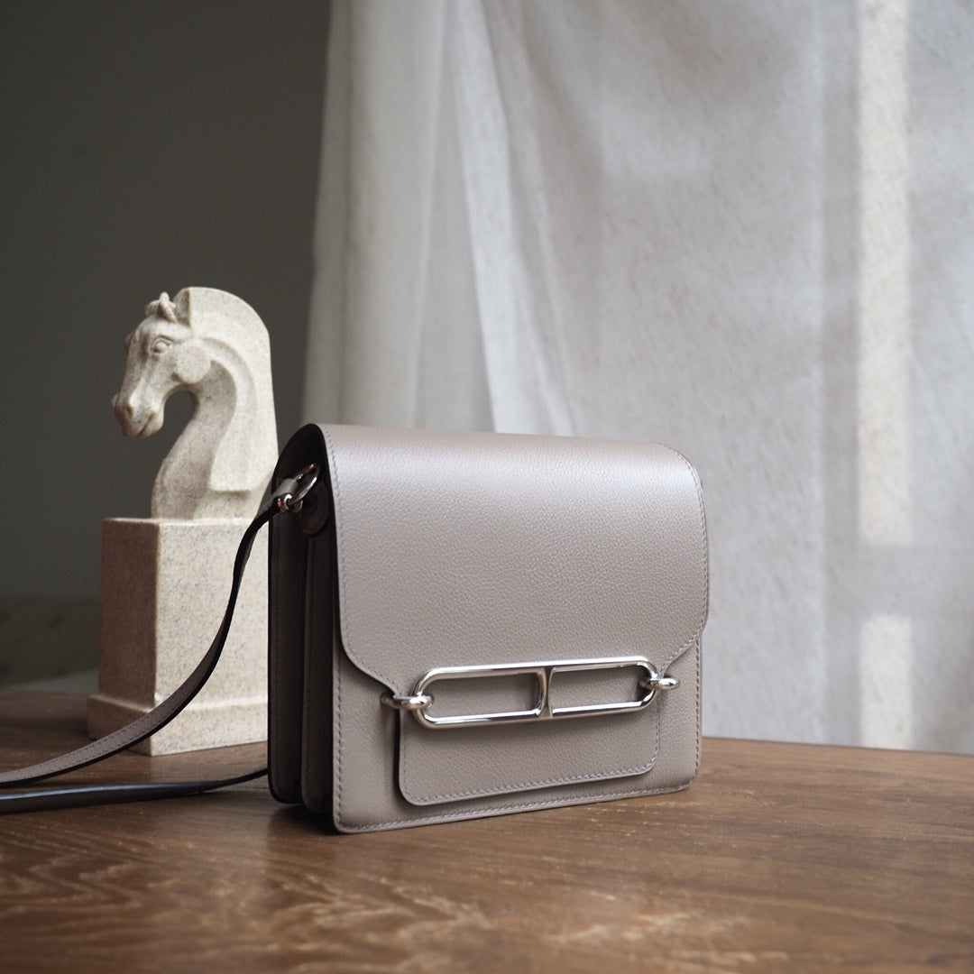 Hermes Roulis 23cm M8/沥青灰/Gris AsPhalte Evercolor leather Palladium hardware