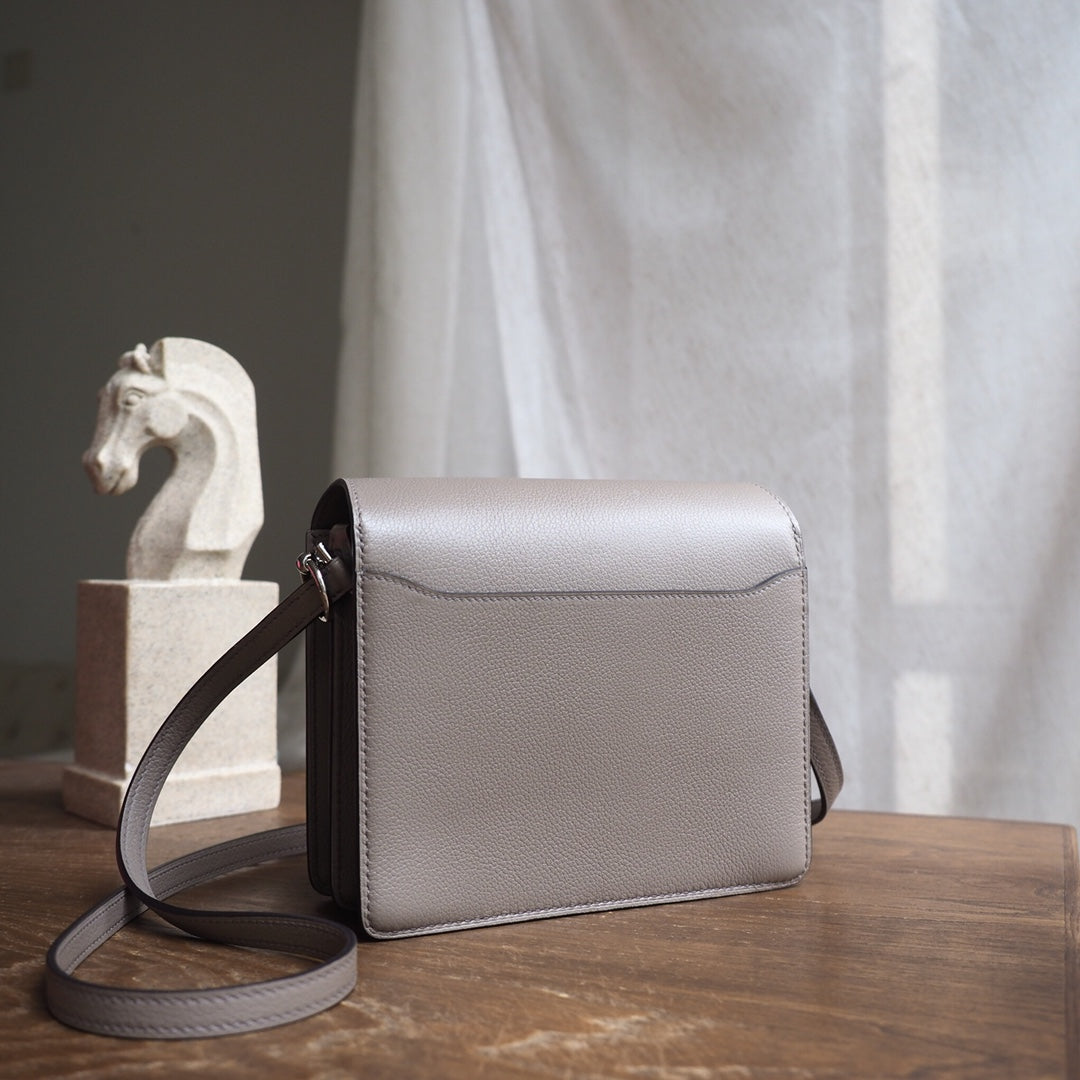 Hermes Roulis 23cm M8/沥青灰/Gris AsPhalte Evercolor leather Palladium hardware