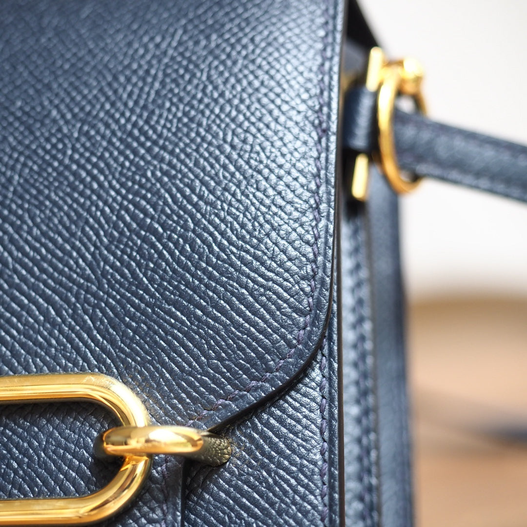 Hermes Roulis 19cm 2Z/午夜蓝/Blue nuit Epsom leather Gold hardware