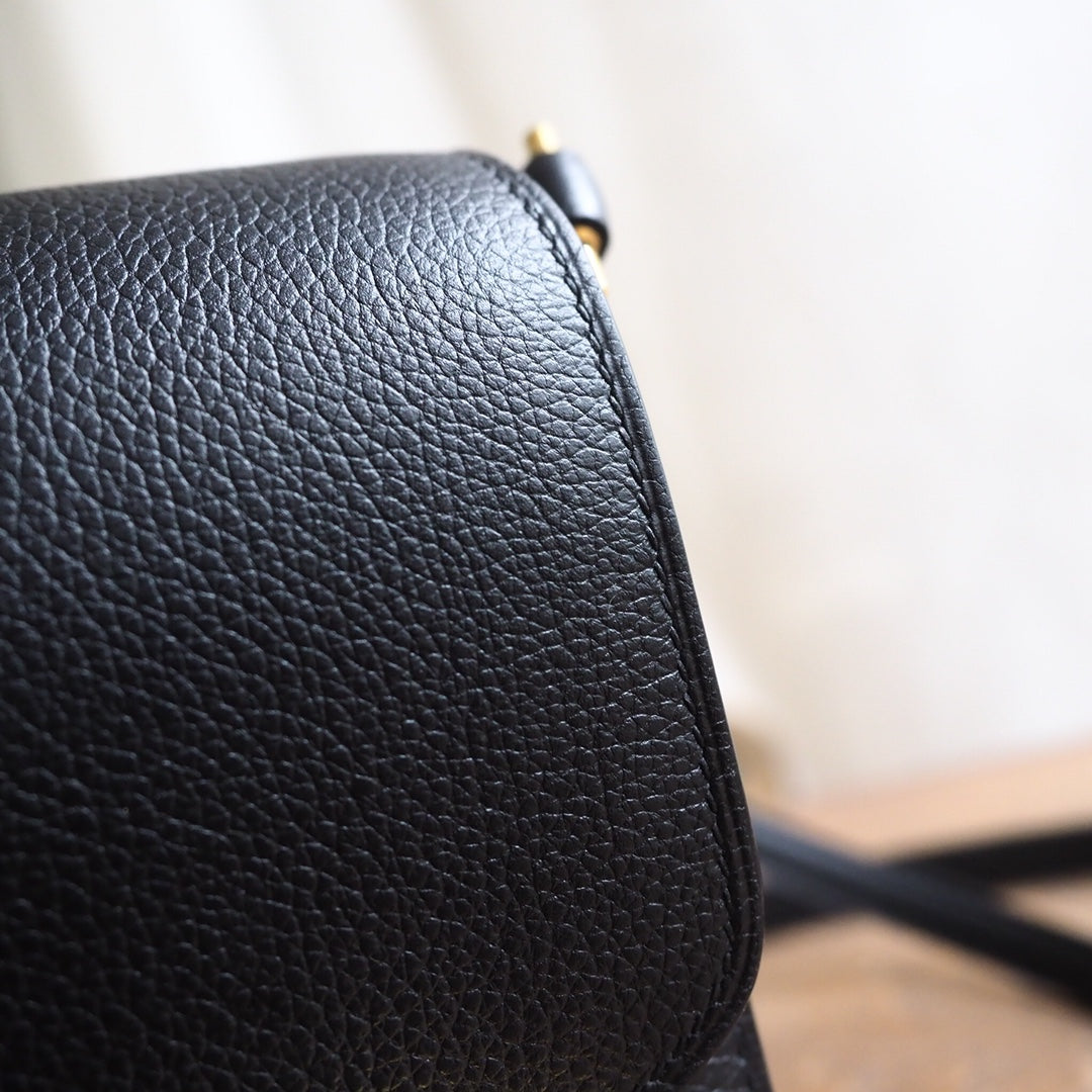 Hermes Roulis 19cm 89/黑色/Noir Evercolor leather Gold hardware