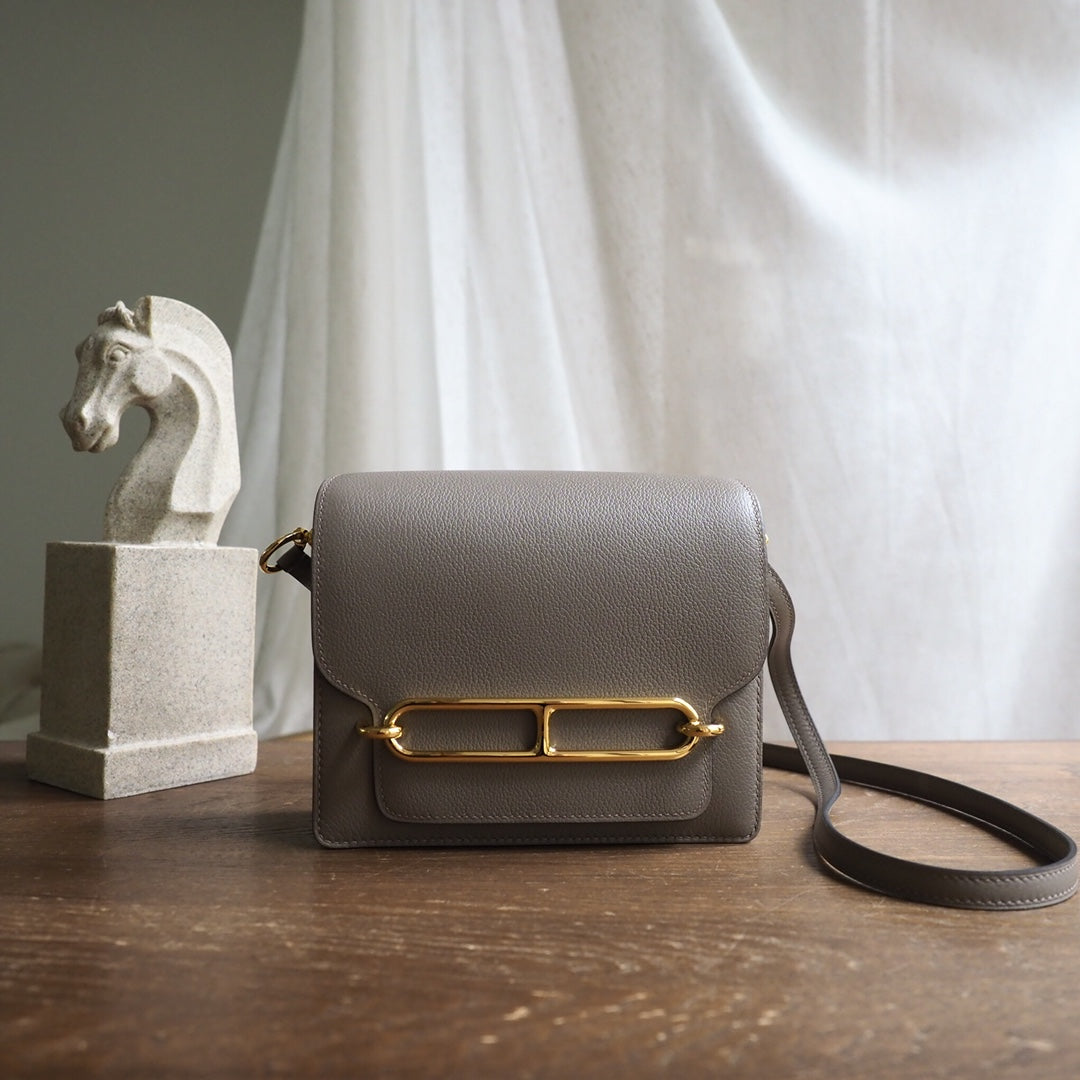 Hermes Roulis 19cm 18/大象灰/EtouPe Evercolor leather Gold hardware
