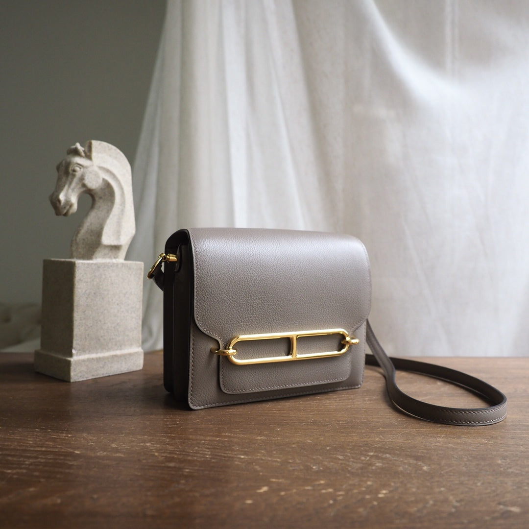 Hermes Roulis 19cm 18/大象灰/EtouPe Evercolor leather Gold hardware