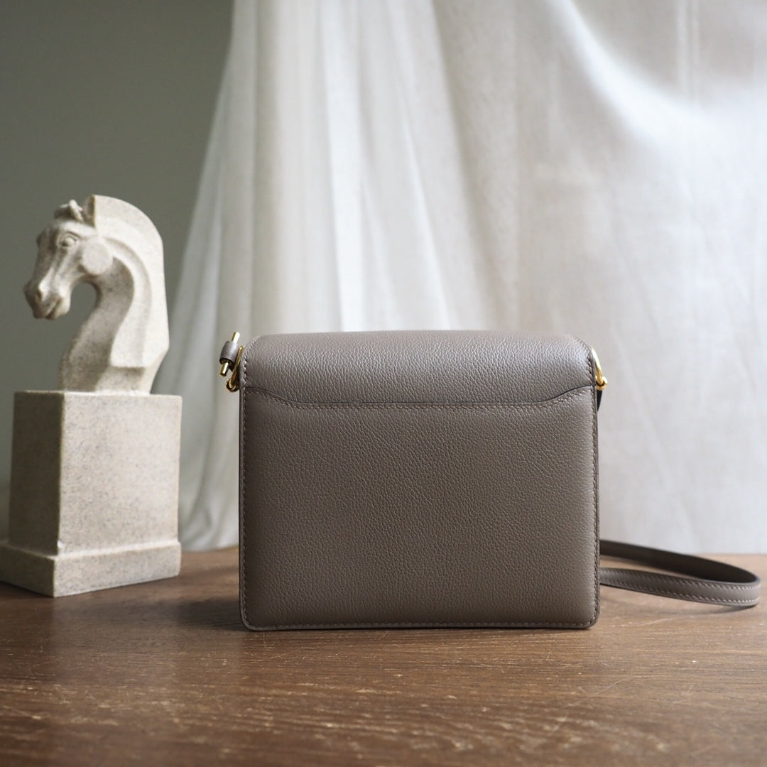 Hermes Roulis 19cm 18/大象灰/EtouPe Evercolor leather Gold hardware