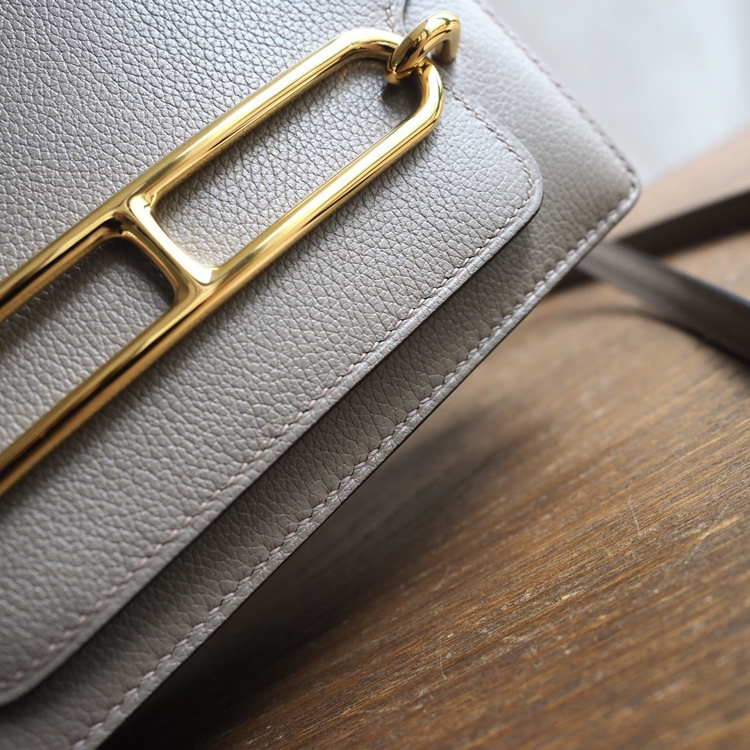 Hermes Roulis 19cm 18/大象灰/EtouPe Evercolor leather Gold hardware