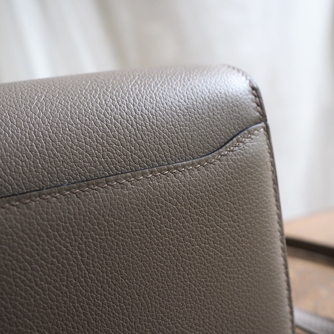 Hermes Roulis 19cm 18/大象灰/EtouPe Evercolor leather Gold hardware