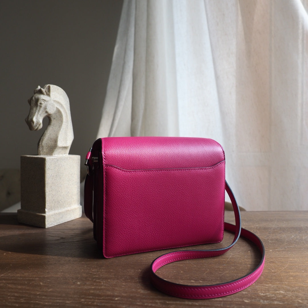 Hermes Roulis 19cm L3/玫瑰紫/Rose purple Evercolor leather Palladium hardware