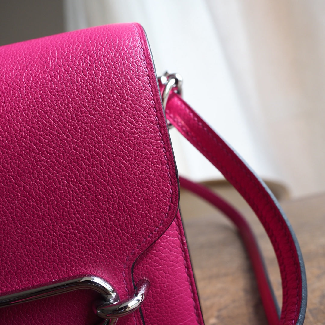 Hermes Roulis 19cm L3/玫瑰紫/Rose purple Evercolor leather Palladium hardware